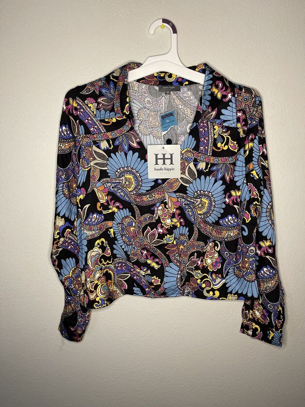 Haute Hippie Women’s Geo Floral Boho Cropped Medium Paisley NWT Whimsy NEW